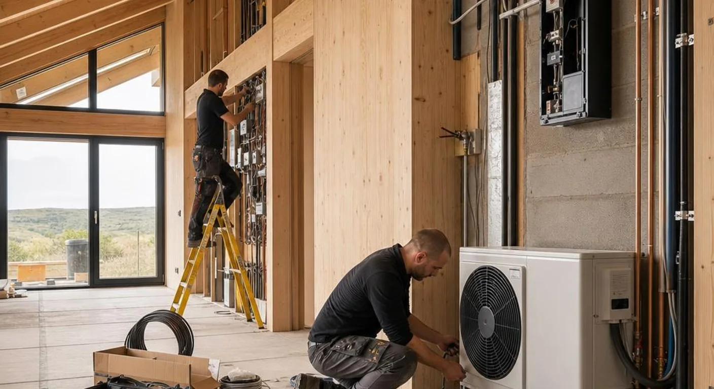Fachgerechter Innenausbau mit Elektroinstallation und Wärmepumpentechnik im Bungalow