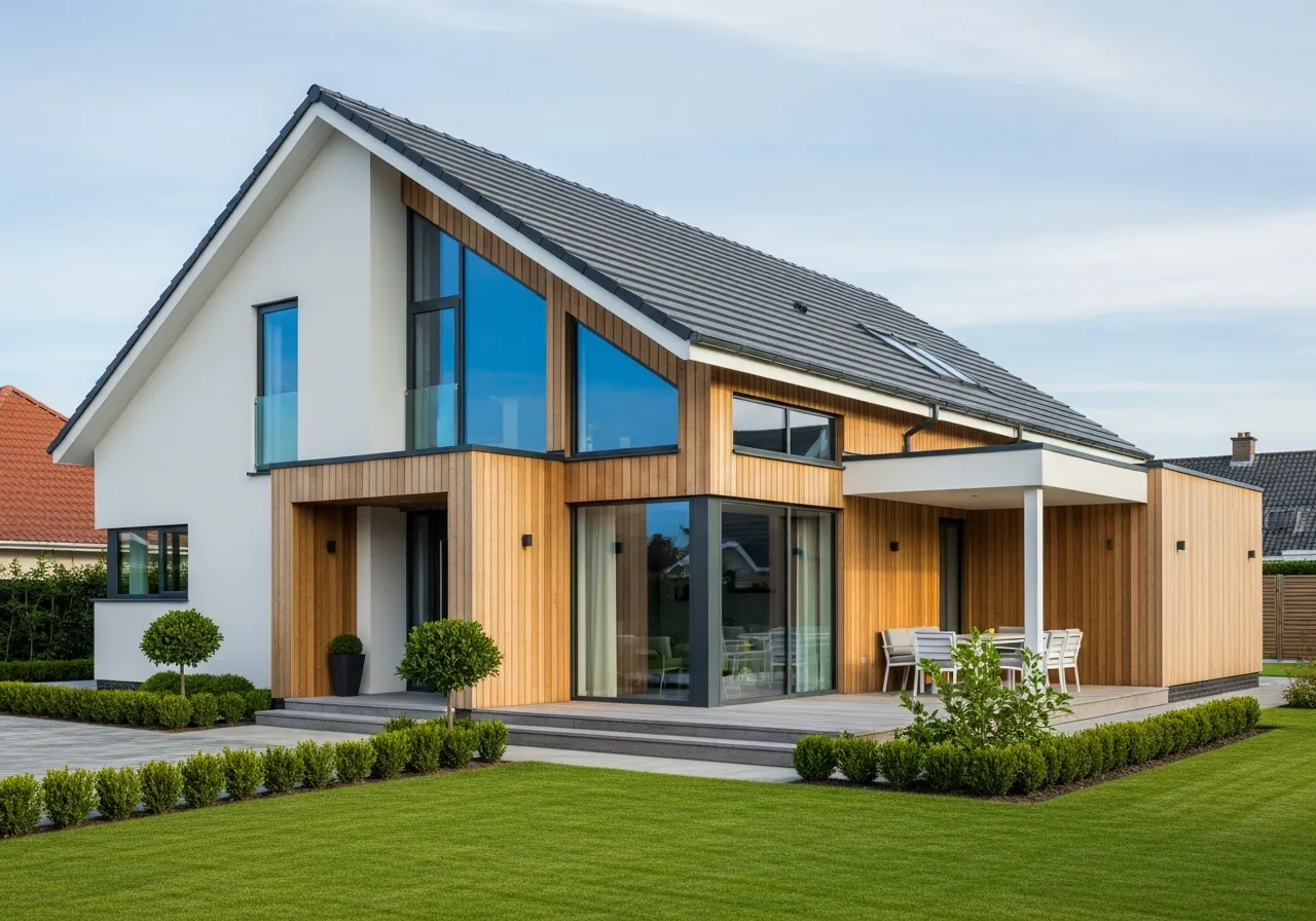 Pultdach-Bungalow 120: ebenerdiger Fertighaus Bungalow mit ca. 120 m² und Pultdach
