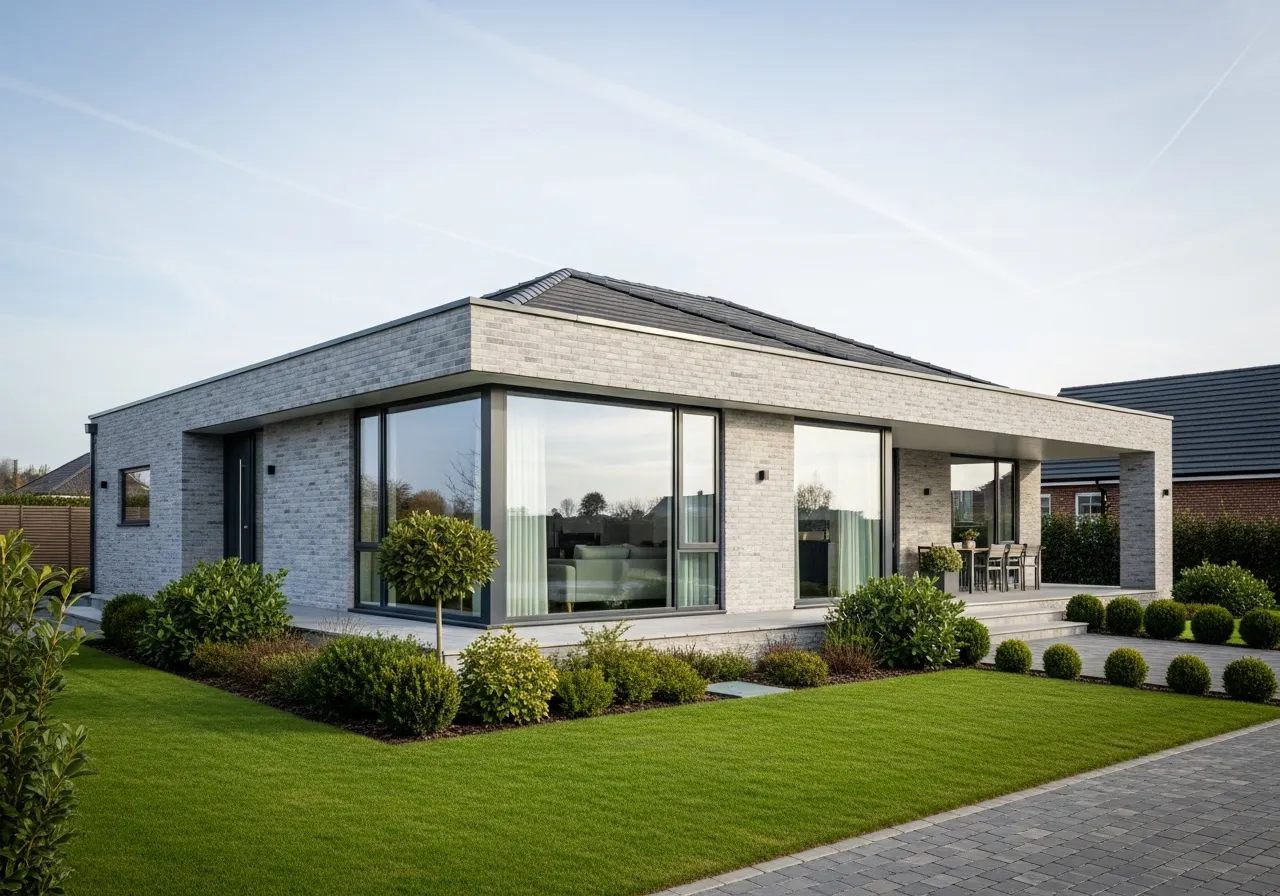 Senioren-Bungalow 88: ebenerdiger Fertighaus Bungalow mit ca. 88 m² und Walmdach