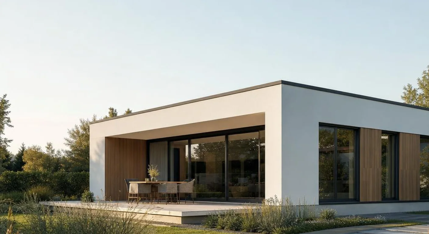 Hochwertiges Symbolbild eines modernen Fertighaus-Bungalows für das Anbieterprofil FingerHaus: Profil des Fertighaus-Anbieters