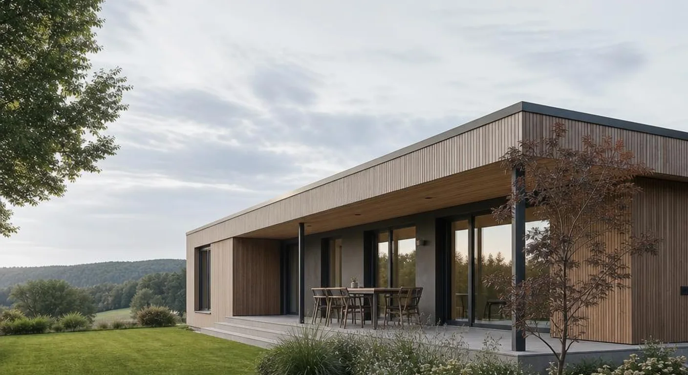 Hochwertiges Symbolbild eines modernen Fertighaus-Bungalows für das Anbieterprofil Regnauer Hausbau: Profil des Fertighaus-Anbieters