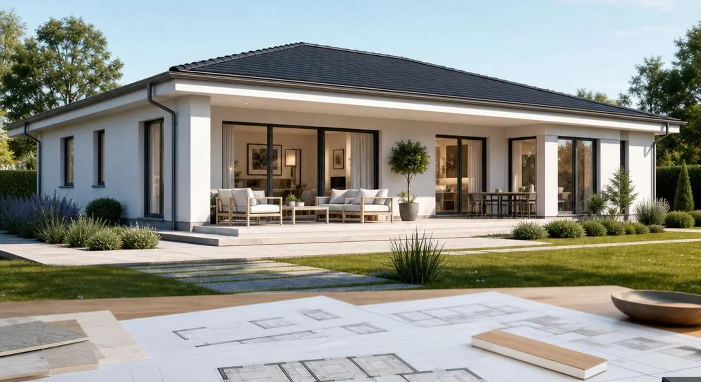 Hochwertiges Themenbild zu Grundrisse für den Fertighaus Bungalow