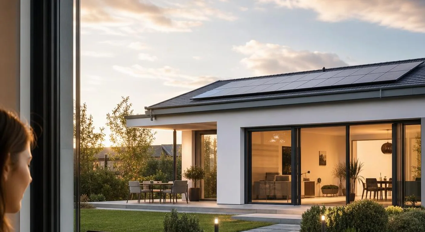 Hochwertiges Themenbild zum Ratgeber Smart-Home im Bungalow: vernetzte Technik fürs ebenerdige Wohnen