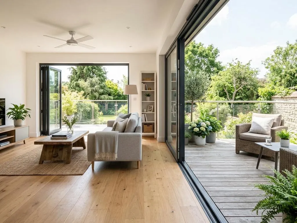 Schwellenloser Übergang zur Terrasse im Senioren-Bungalow